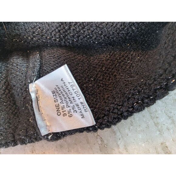 Amiee Lynn Beanie Hat Women's OS Gray Metallic Glittered Soft Knit Ribbed Trim - Picture 2 of 5